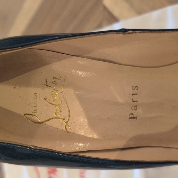 Christian Loubutin Platform Deep Teal Patent Leather Stilettos Sz 38 - Picture 7 of 14